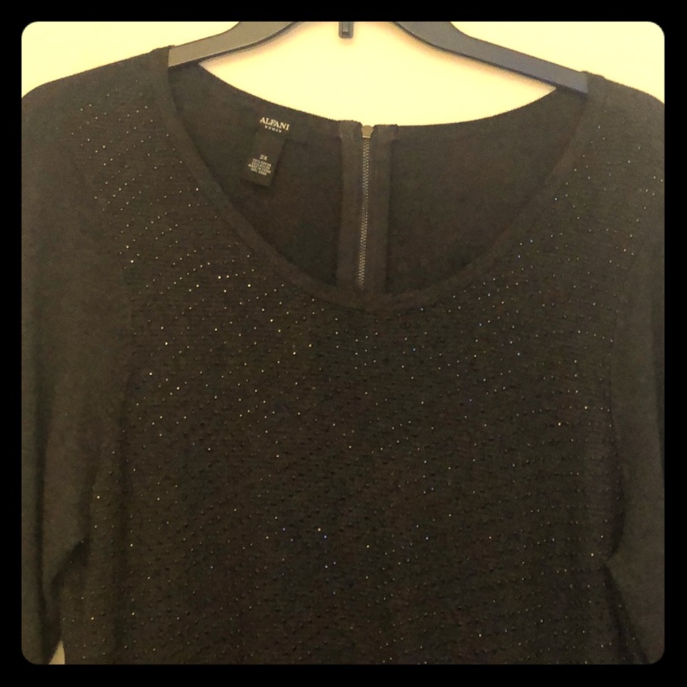 Dark gray sweater with subtle sparkle details, 2X
